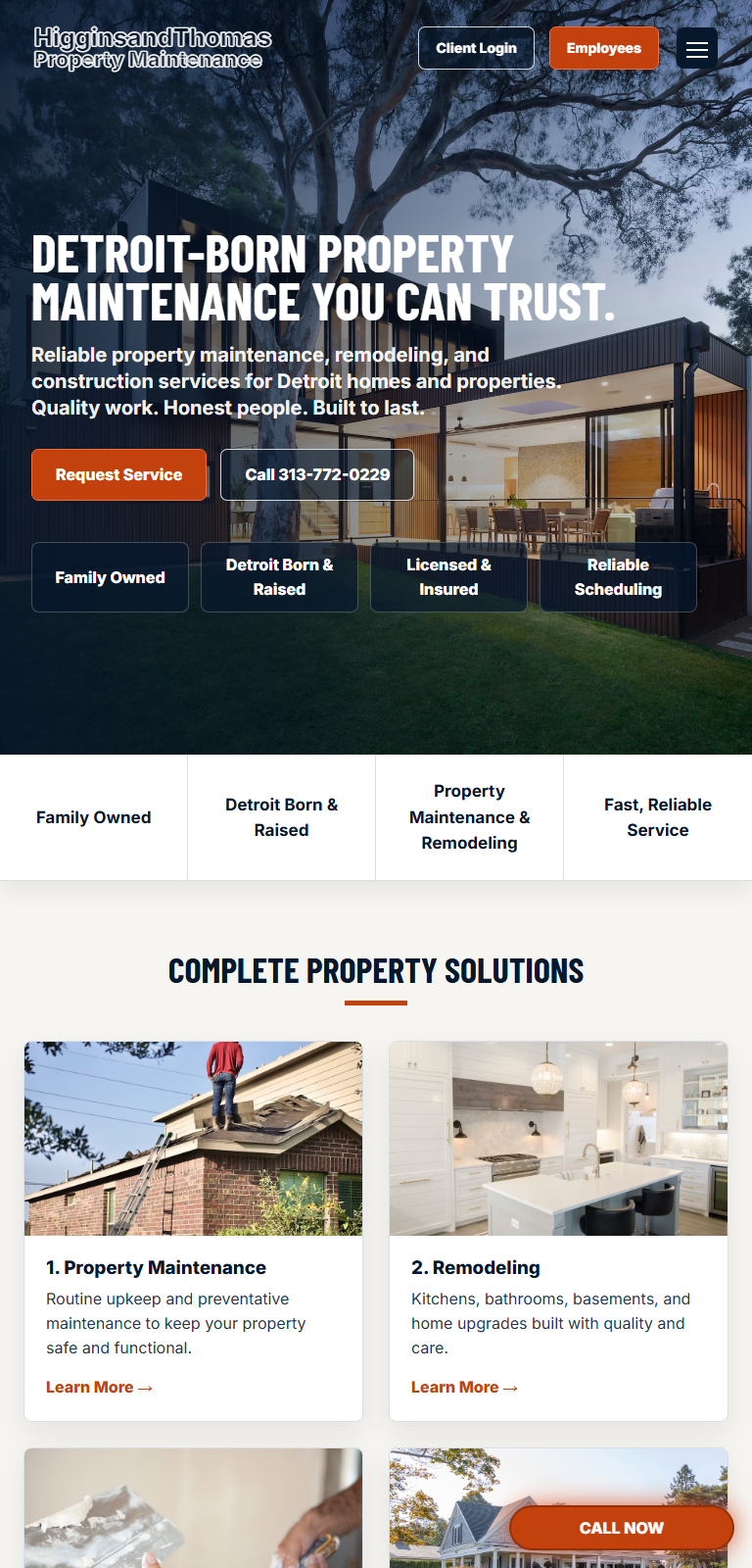 Diamond AI Booking Manager shown on a property maintenance website