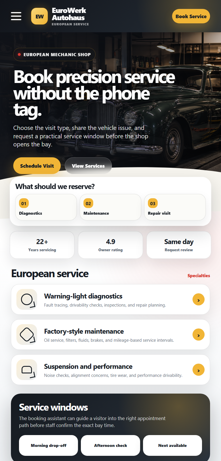 Gold Booking Assistant shown on an automotive website