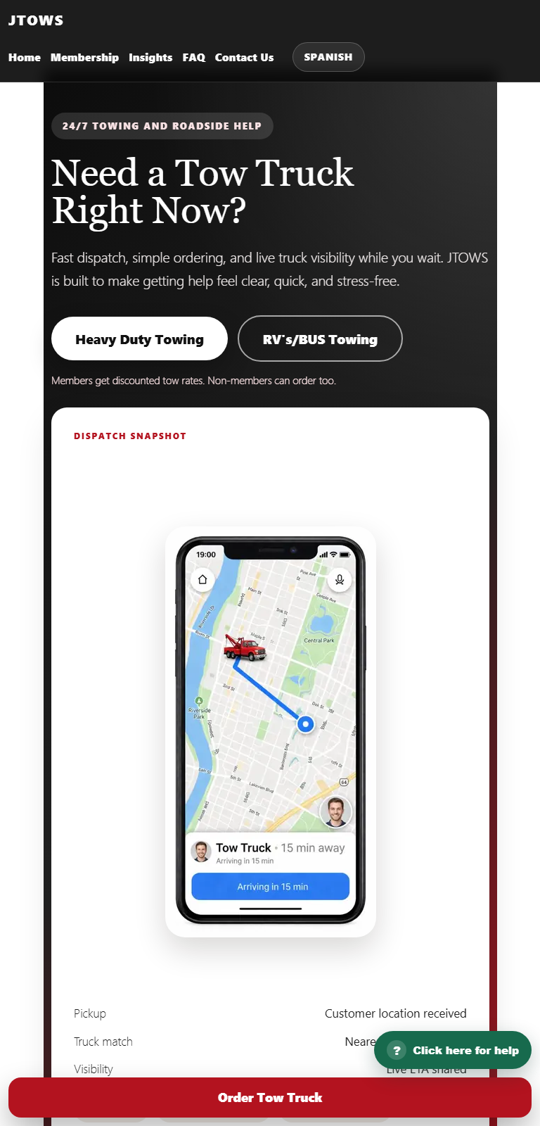 Silver Lead Capture Wizard shown on a towing website